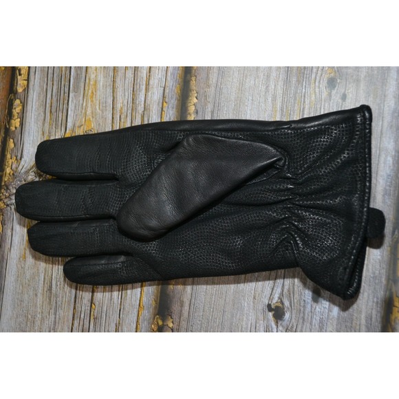 Cire Gloves Mens Large Black Faux Leather Textured Palm Lined‎ Winter Warm - Picture 4 of 11
